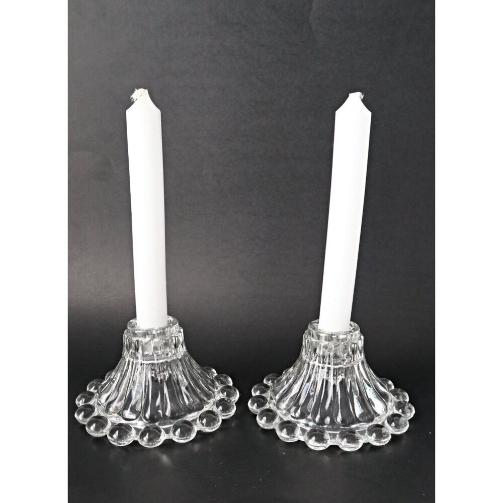 Vintage Pair of Boopie Candlestick Holders 1950's Berwick Anchor Hocking Candle